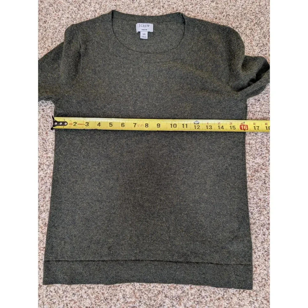 J.CREW Sweater Women XS Olive Green Heather Teddie Pullover Cotton Merino Wool